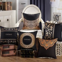 high quality vintage luxury europe black gold cushion cover decorative throw pillows pillowcase cushions home decor
