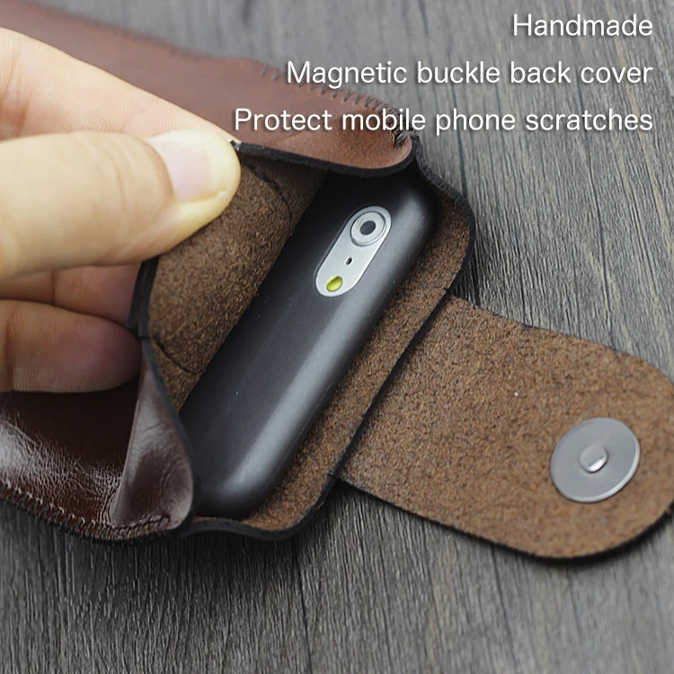 Hanging neck belt waistband phone Universal holster Straight leather case retro pouch for Iphone XS MAX XR | Мобильные телефоны и