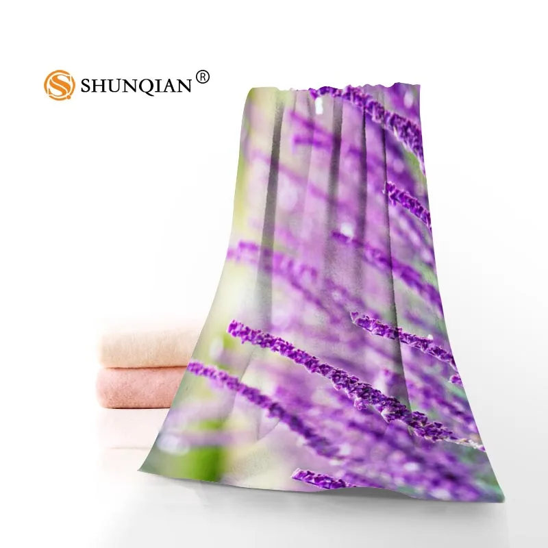 

New Custom Lavender Flower Towel Printed Cotton Face/Bath Towels Microfiber Fabric For Kids Men Women Shower Towels A8.8