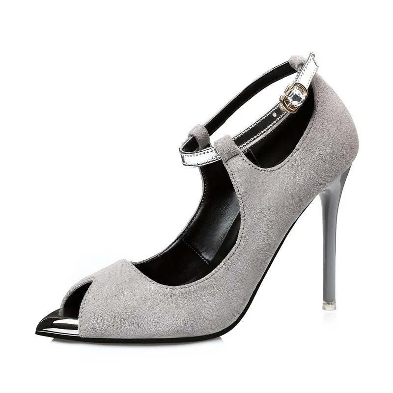 Gladiator Sandals Real Flock Vogue Of New Fund 2017 Roman Mouth Metal Head Fish Shoes With Color Matching High-heeled Fine | Обувь