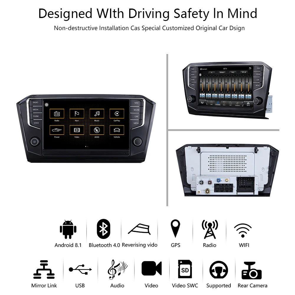 Автомобильный мультимедийный видеоплеер dvd-плеер android 8 1 2 ГБ/32 ГБ gps bluetooth для
