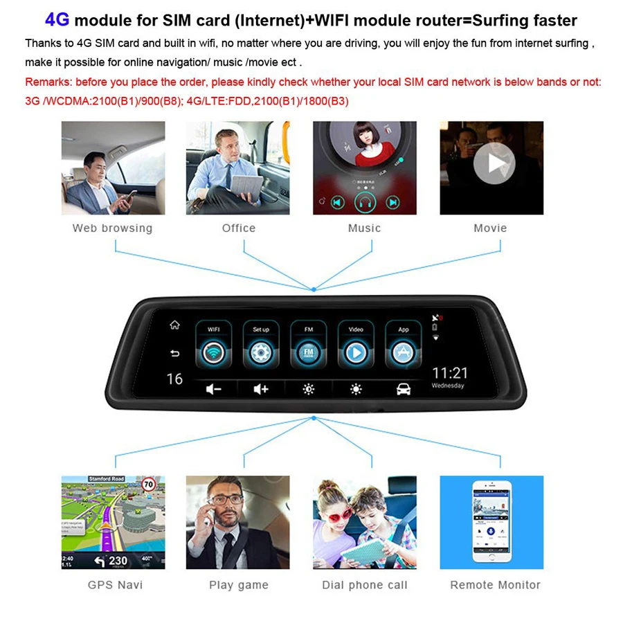 Видеорегистратор QUIDUX 4G 4 канала ADAS Android 2 Гб ОЗУ 1080P GPS Wi Fi|Видеорегистраторы| |