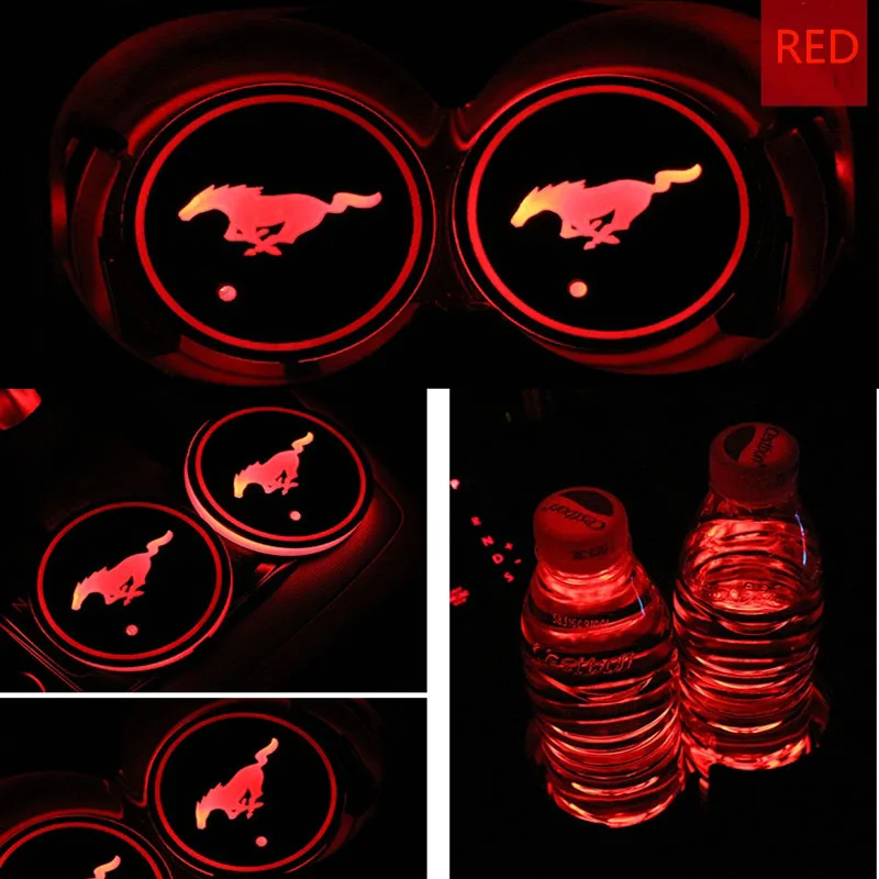 AEING 2 шт./компл. для Ford Mustang логотип значок автомобиля Led блестящая чашка воды паз