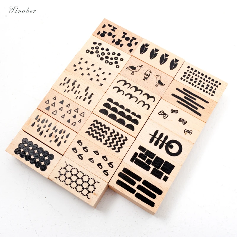 2pcs vintage Plant animal geometry wood stamp DIY craft wooden rubber stamps for scrapbooking diary standard | Дом и сад