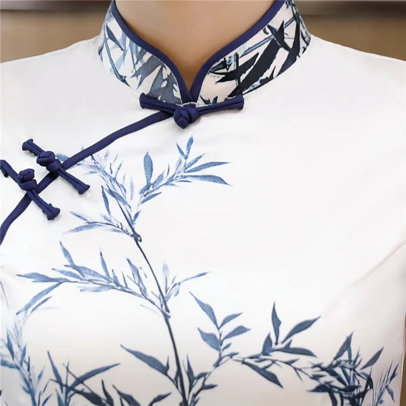История Шанхай 2018 новая распродажа короткий рукав белый Qipao китайское платье