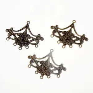 Розничная продажа, 5 шт., бронзовые филигранные оболочки, коннекторы, Металлические ремесла, подарочные украшения сделай сам 5x4 см, F1558