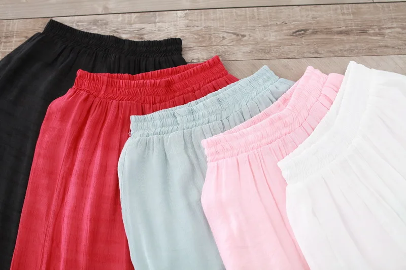 

Summer women wide leg pants thin patchwork vintage casual cotton and linen trousers womens high waist loose pantalones mujer