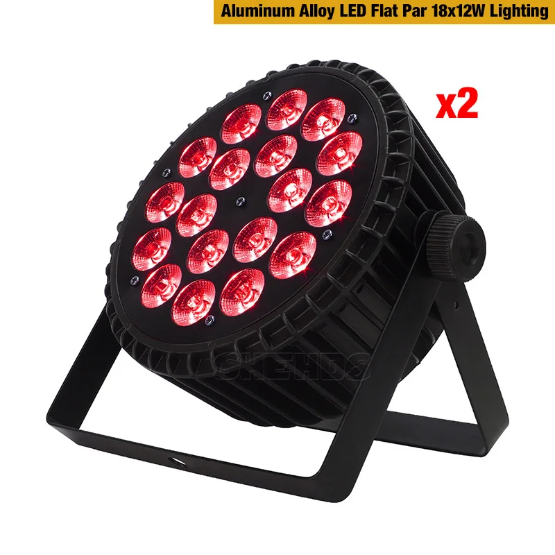 Par Can 18x12 Вт RGBW 4в1 светодиодный плоский Par DMX512 для дискотек музыкальный сценический светильник для дискотеки - Цвет: 2 pieces LED 18x12W