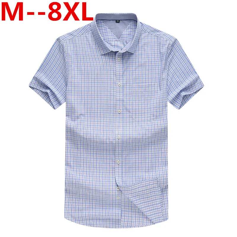 Мужские рубашки 10XL 9XL 8XL 6XL 5XL 100% хлопок повседневные свободные клетчатые с