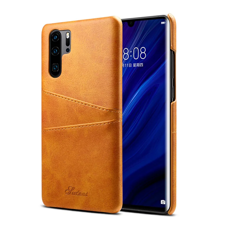 Цвет: желтый ITEUU P30 P30PRO ретро кожаный чехол для huawei P30 P30 PRO чехол s слот для карт Высокое качество Роскошный задний противоударный чехол - Цвет: Цвет: желтый