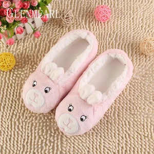 Женские домашние тапочки, зимние теплые домашние тапочки, обувь на плоской подошве, Нескользящие Симпатичные животные, искусственная кожа, мягкая подошва, большие размеры, de