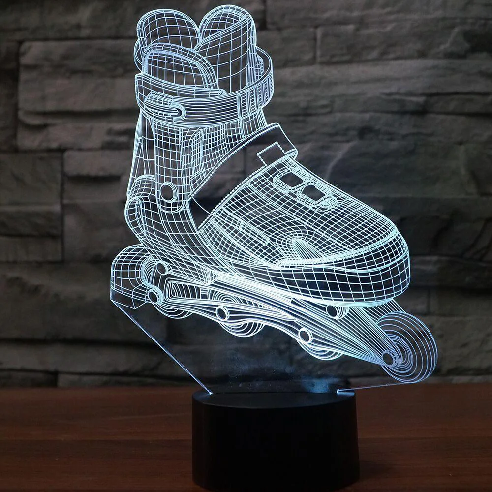 Роликовые коньки LED 3D ночник обувь настольная лампа Luminaria Детская комната