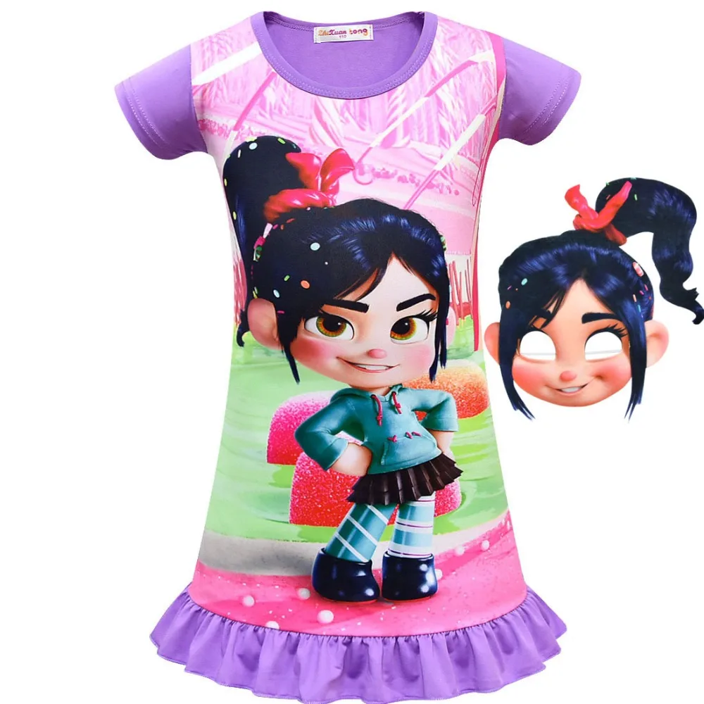 Wreck It Ральф 2 Vanellope von Schweetz костюмная Маска Косплей детское платье для девочек
