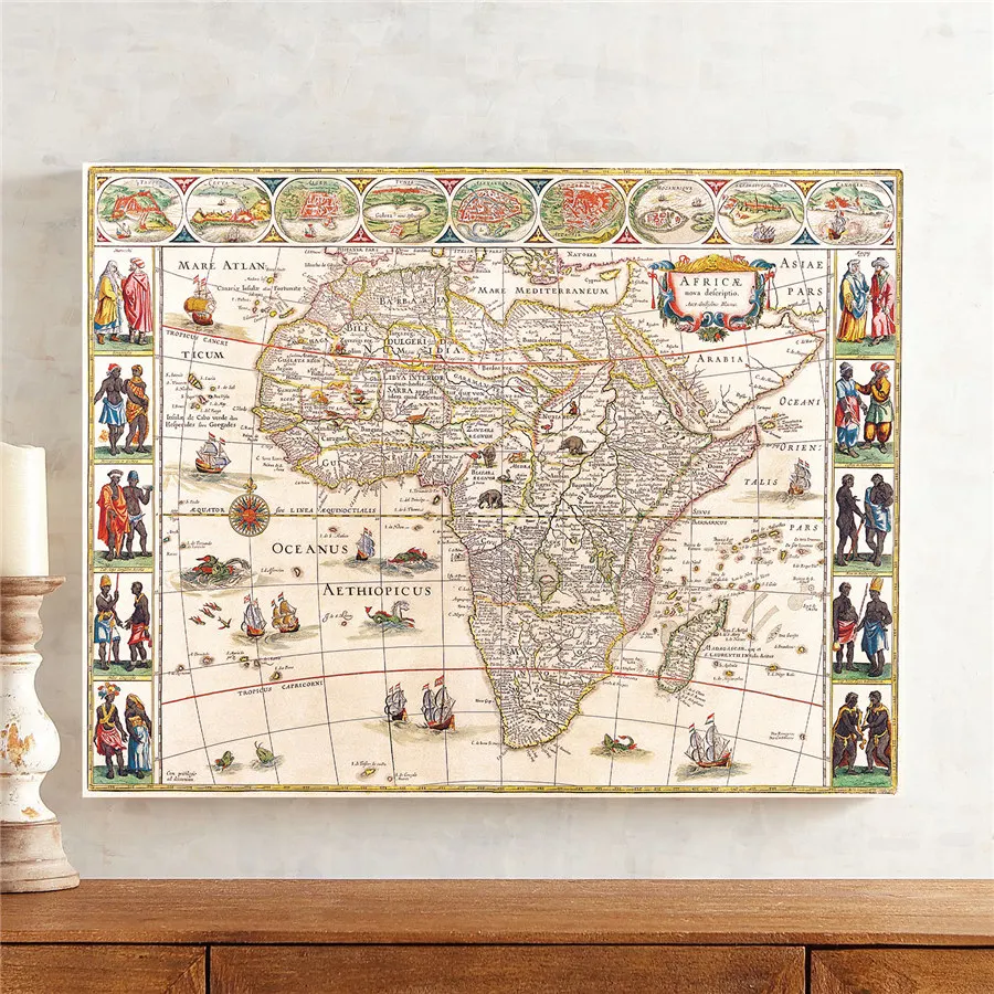 Античная Африка Карта актуальная и Настенная карта постер классический холст