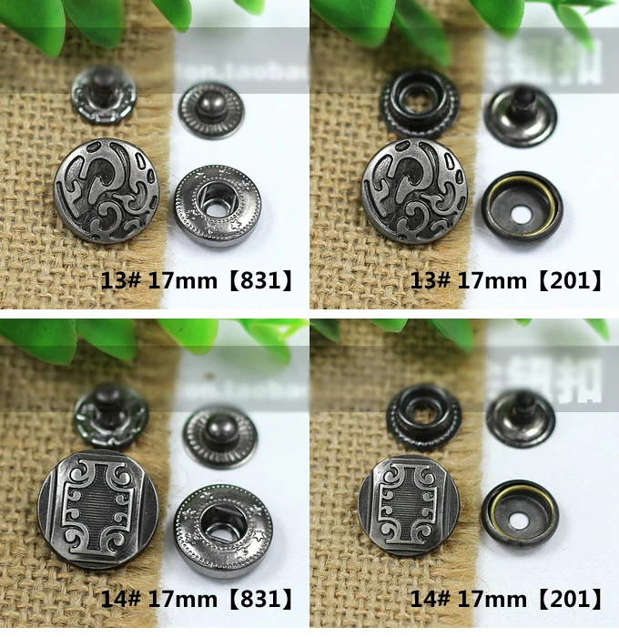 50 компл./лот из никеля цветные модные Швейные Кнопки с узором резные кожаные