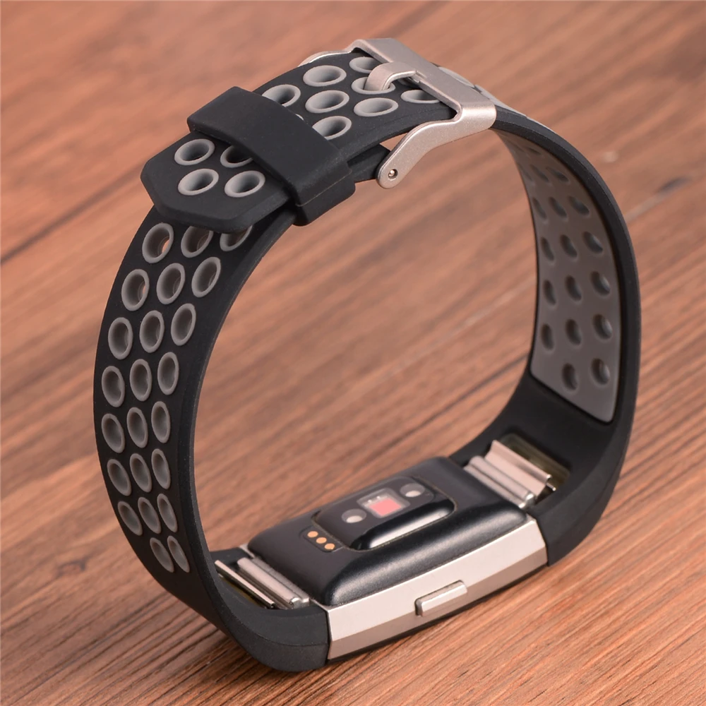 

XBERSTAR Strap For FITBIT CHARGE 2 SPORTS Silicone Light and Flexible Watchband Porous Design Breathable Watch Band for Charge 2