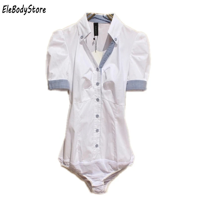 short sleeve Новое прибытие женские блузы случайный с длинными рукавами хлопок ol офис боди белая блузка рубашка женщины S M L XL TS068 - Цвет: short sleeve