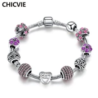 chicvie purple flower drop shipping bracelets bangles charms for jewelry making bracelets for women mother bracelet sbr170052