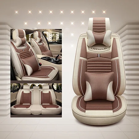 Brown Luxury Новые льняные универсальные автомобильные чехлы на сиденья машины для honda accord 2003-2007 honda civic crv jazz fit city Автокресло Протектор - Название цвета: Brown Luxury