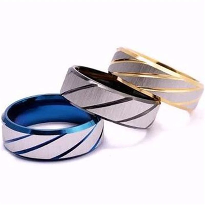 Трендовое черное синее золотое цветное саржевое кольцо титановый ремешок