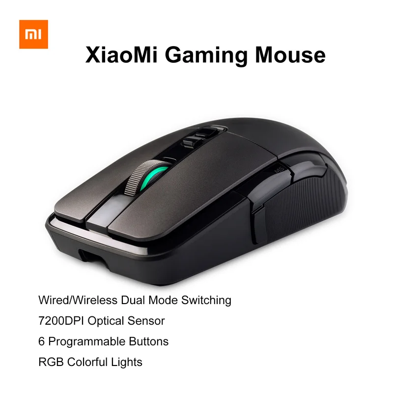 Xiaommi игровая мышь проводной/беспроводной двойной режим 7200 точек/дюйм 6