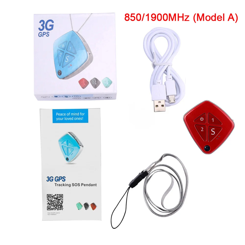 Red A Личное ожерелье 3g мини gps трекер детская камера двухсторонний телефонный звонок Осенняя сигнализация SOS оповещение в режиме реального времени отслеживающее приложение - Цвет: Red A