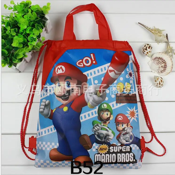 1 шт., школьный рюкзак Super Mario Bros для мальчика, нетканый, супергерой, Человек-паук, сумка на шнурке, для девочек, для детей, подарки на день рождения