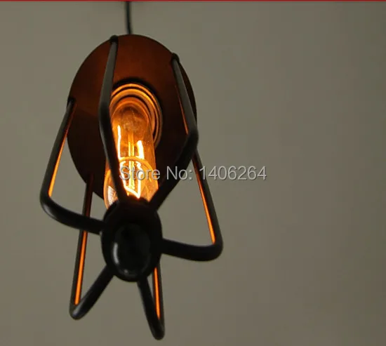 Винтажный металлический подвесной светильник в виде клетки с защитой от