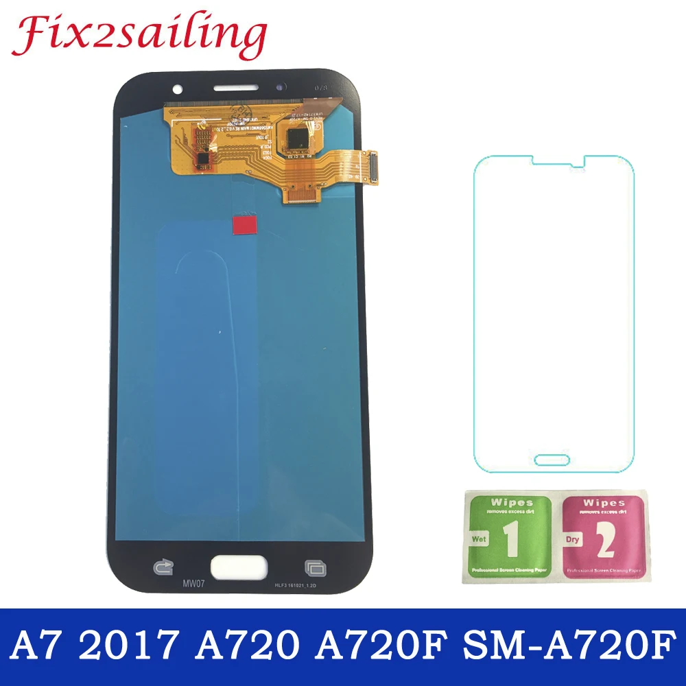 Супер Amoled ЖК для Samsung Galaxy A7 2017 A720 A720F SM дисплей сенсорный экран дигитайзер сборка