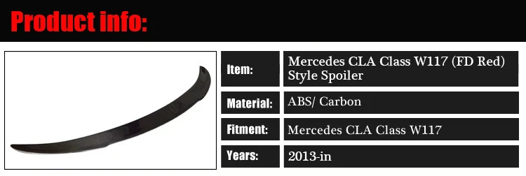 Спойлер для Mercedes CLA W117 FD Style Class C117 X117 задний спойлер из углеродного волокна с