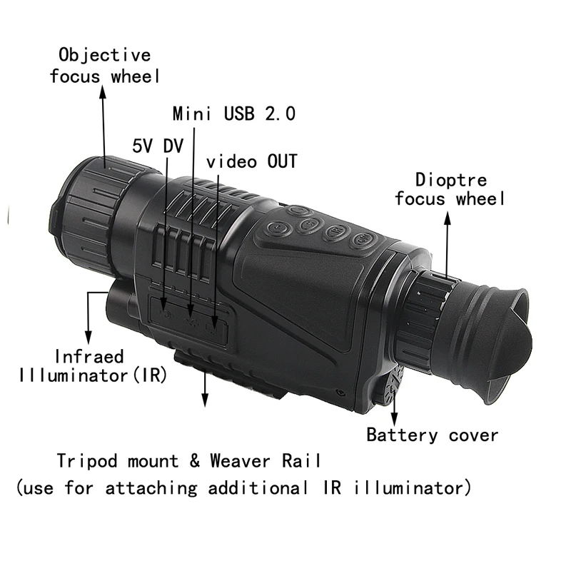 Тактический монокуляр ночного видения Профессиональный инфракрасный цифровой