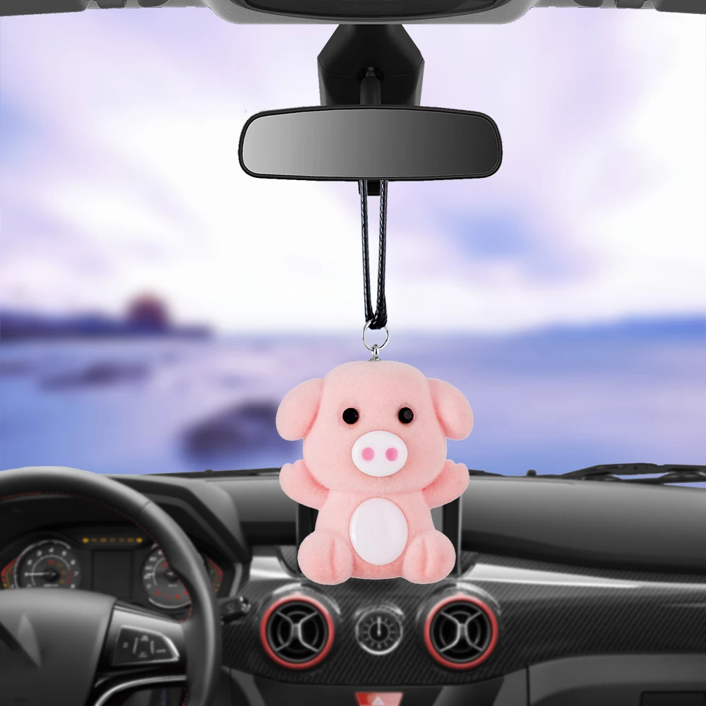 Подарки на год с милым мультяшным поросенком, подвеска для автомобиля, акриловая флокировка, украшение интерьера автомобиля, зеркало заднего вида, Стайлинг автомобиля