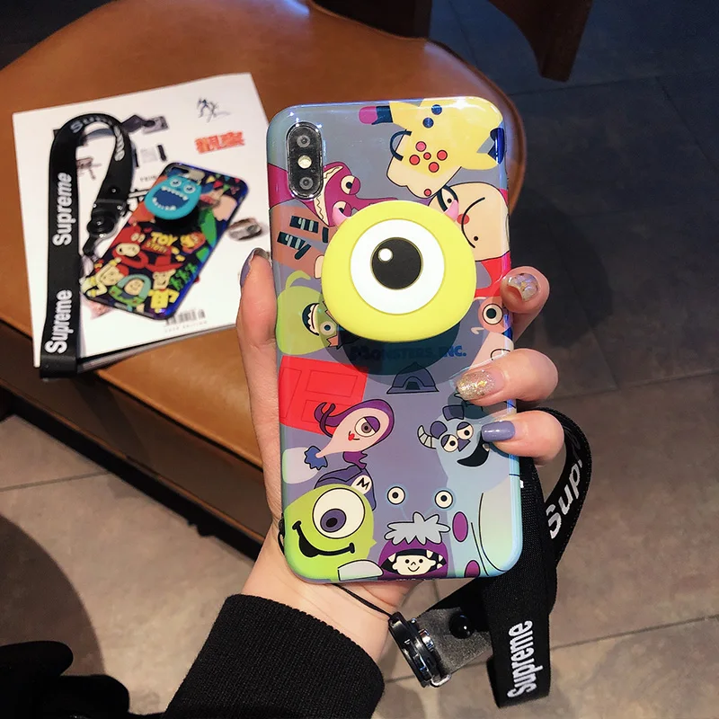 Мягкий чехол для iphone XS max Monsters, милый чехол Sullivan Mike для iphone 11 Pro 6 6s 7 8 plus, мультяшная оболочка+ подставка+ ремешок