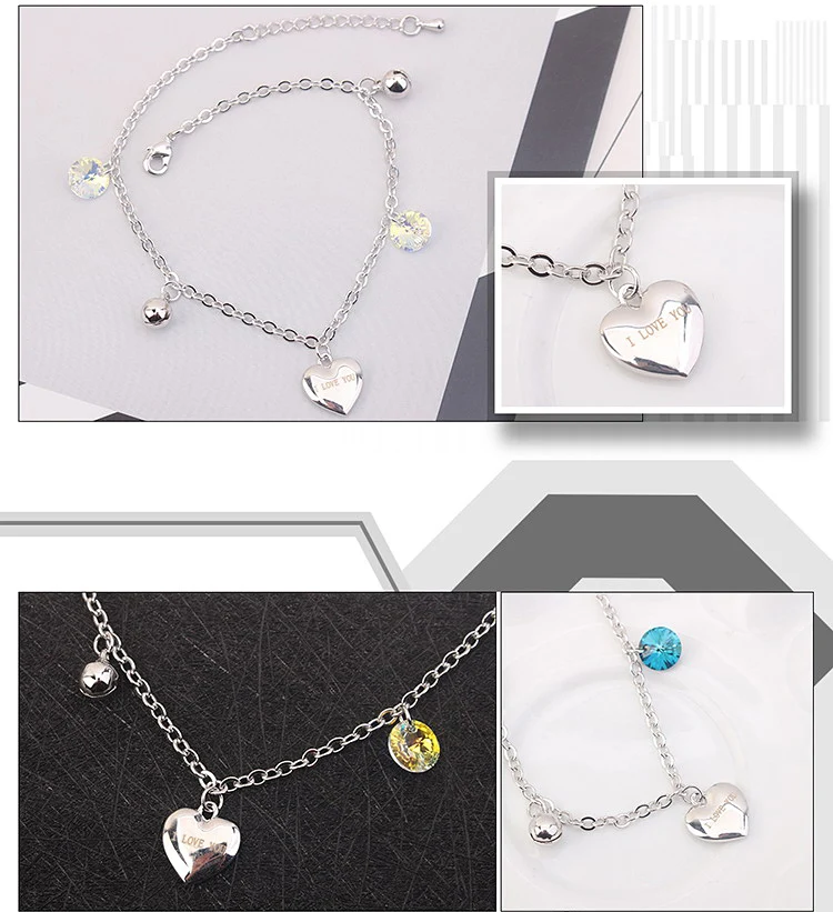 

Heart Female Anklets Crystals from Swarovski Barefoot Sandals Foot Jewelry Anklets On Foot Ankle Bracelets For Women Leg Chain
