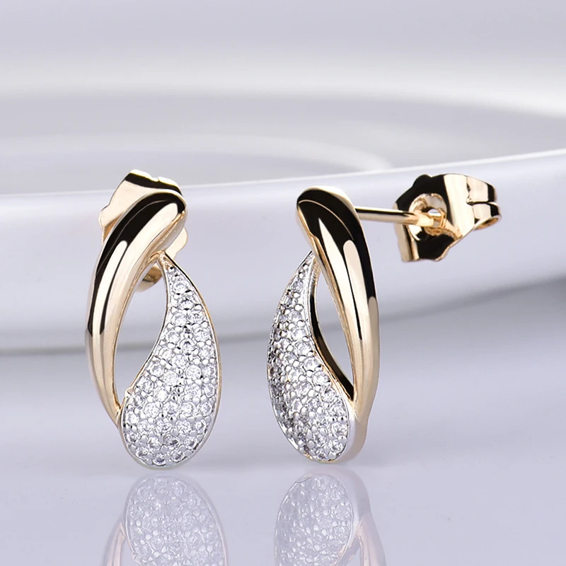 Женские комплекты ювелирных изделий GULICX сверкающие серьги пусеты с фианитом