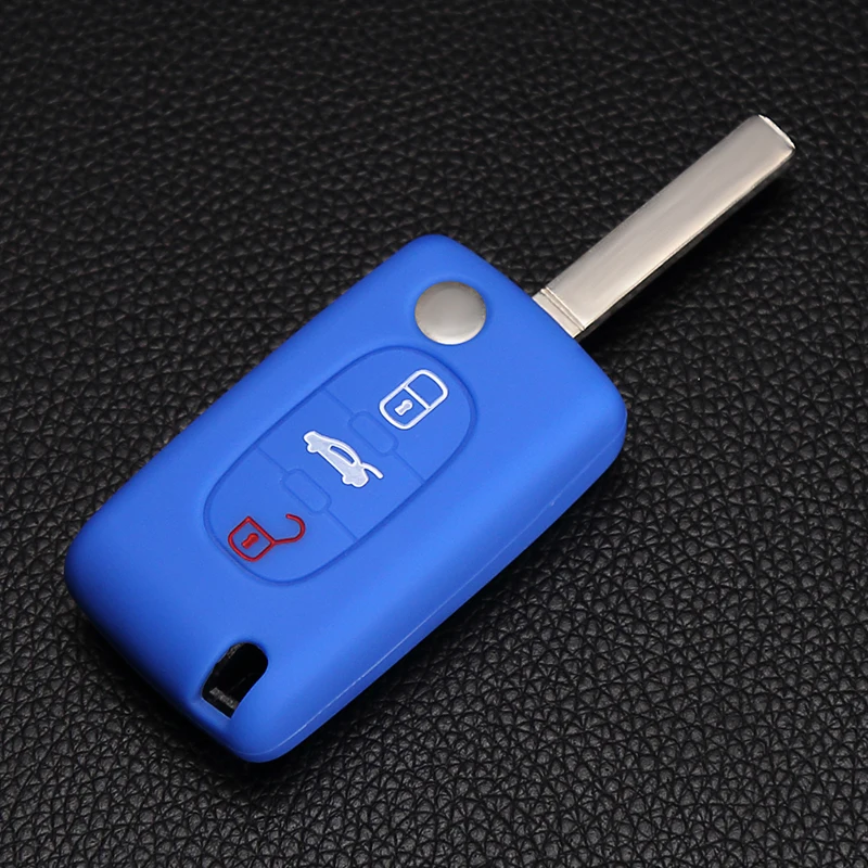 Автомобильный силиконовый чехол для ключей с 3 кнопками Peugeot 206 207 307 308 407 408 Citroen C2 C3