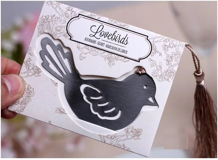 

200pcs Wedding Favors Gifts Lovebirds Bookmark Baby Shower Souvenir For Guest + DHL Free Shipping wen4409