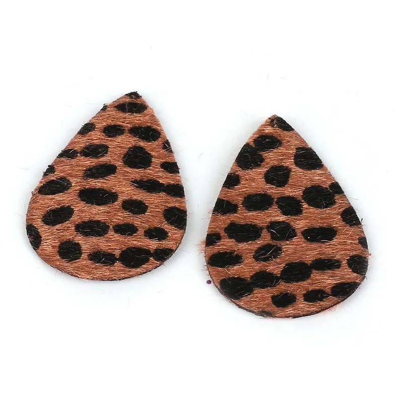 40x25mm 4pcs Модный плед Леопардовый принт искусственная кожа Шарм кулон Овальный капли воды серьги аксессуары для DIY серьги изготовление ювелирных изделий - Цвет: 40x25mm 4pcs