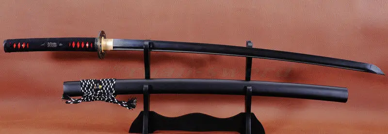 Японский Samurai Katana черный сверкающий стальной полностью острый ручной работы|katana