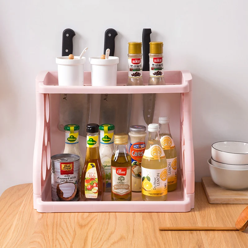 Household double kitchen shelf seasoning to receive plastic tool carrier landing condiment spice rack | Дом и сад