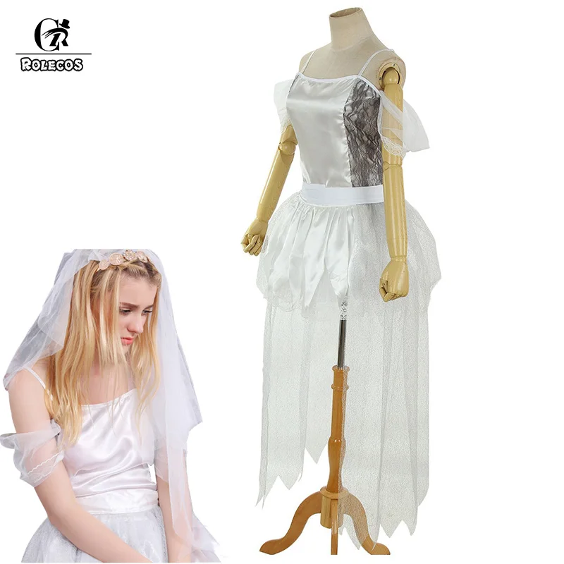 Распродажа Женский костюм на Хэллоуин трупа невесты косплей белое кружевное