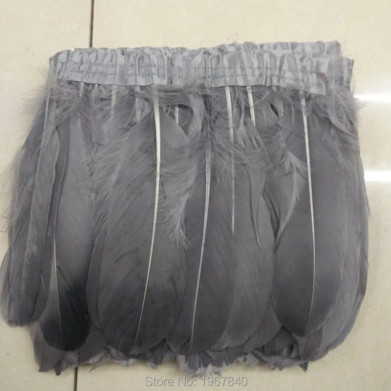 Отделка из серых гусиных перьев 2 ярда/партия лента окрашенных 15 ~ 18 см украшение