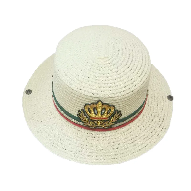 1-7 year old children's flat cap straw hat Large wide brim summer travel beach Boy and girl sun can be curled |