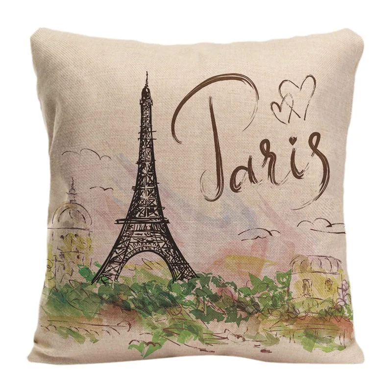 French Tower Eiffel Tower Throw Pillow Case Decorative Cotto
