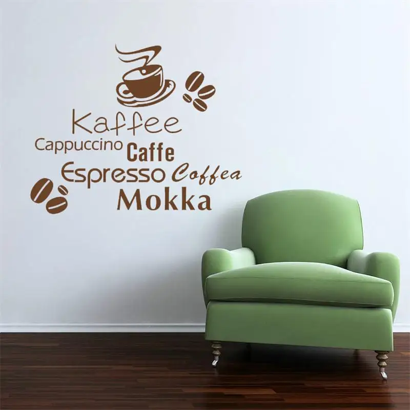 Все виды Кофе Цитата обои чашки бобы настенные украшения дома Винил домашний