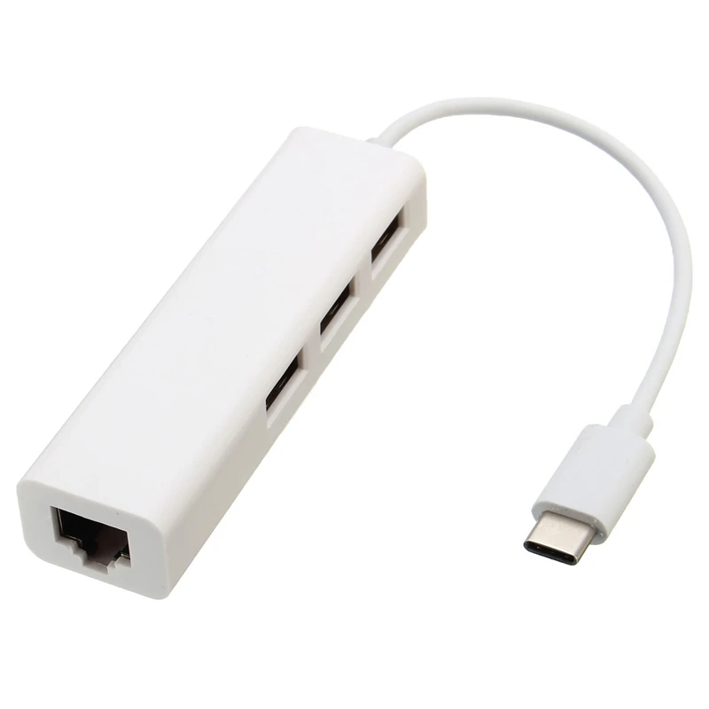 Новинка 3 порта USB Type-C 3. Хаб для быстрой сети Ethernet + 2 0 100 Мб RJ45 LAN адаптер Проводная