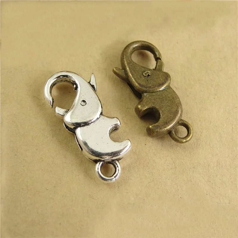 

12*23MM Antique Bronze/Silver color Plated Vintage Alloy Elephant Lobster Clasp DIY Jewelry Findings