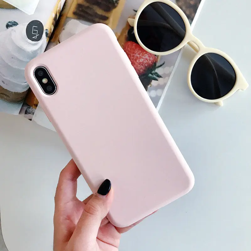 Sa Pink Чехол для iPhone X XS Max XR полная защита жидкий силиконовый чехол для телефона для iPhone 6 6S 7 8 Plus мягкая на ощупь Противоударная задняя крышка - Цвет: Sa Pink