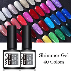 LEMOOC 8 мл Блестящий УФ-гель для ногтей блестки покраска полуперманентный серебряный розовый красный Сияющий отмачиваемый Гель-лак для дизайна ногтей