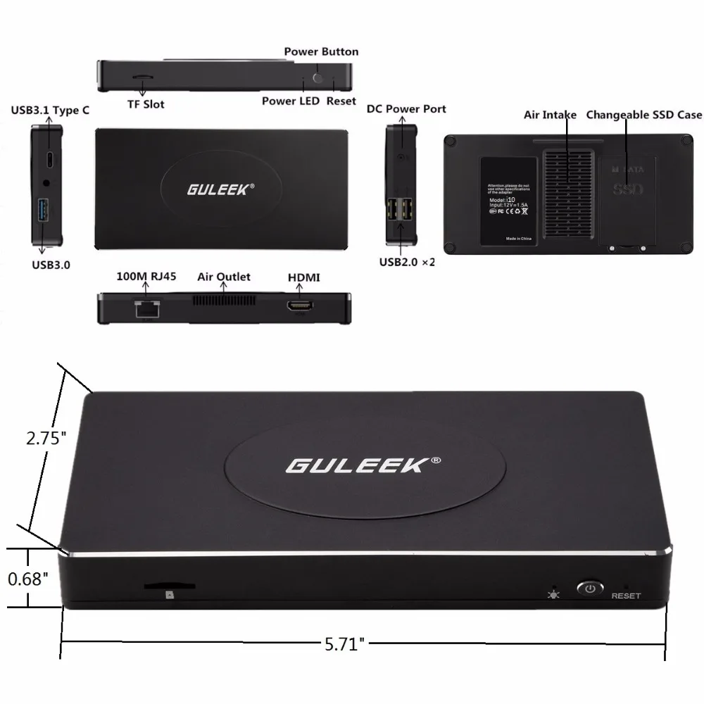 GULEEK i10 Windows 10 Mini PC with Intel Apollo Lake N3450 Gen9 2.0GHz RAM 4GB ROM 32GB WIFI 1080p 4K TV Box Media Player | Электроника